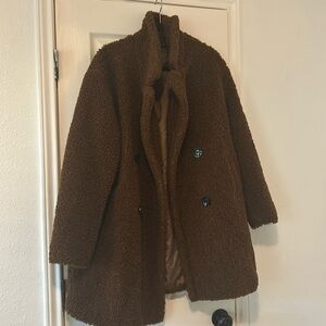 Fluffy brown teddy coat